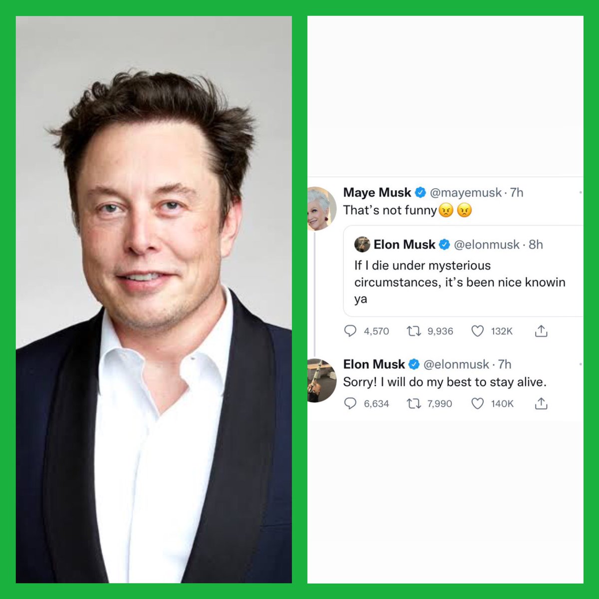 Naija_unlockd's tweet photo. Elon Musk’s mom chided him after he posted a cryptic tweet about “dying under mysterious circumstances”
.
#nudity . Pastor. #aproko. Apostle https://t.co/iktJ7gqS3a