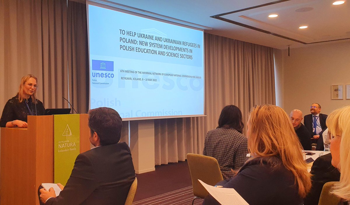 moellerl's tweet photo. Alicja Jagielska-Burduk, Secretary-General of 🇵🇱 @PolKomUNESCO, on the Commission's work for Ukrainian refugees in education and science, at European #NationalCommissions for @UNESCO meeting in 🇮🇸. https://t.co/QdjdXc8vVE