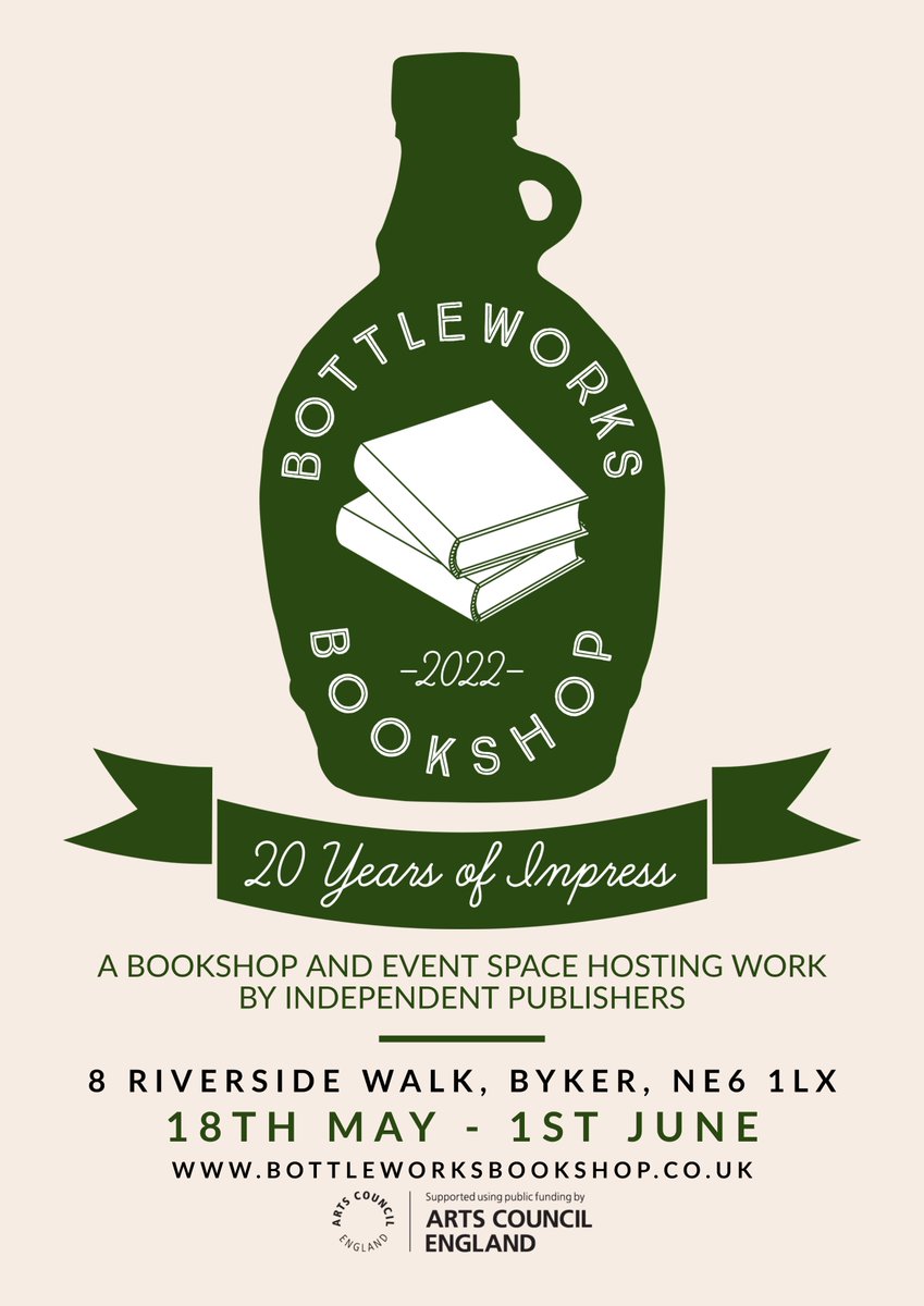 NineArchesPress's tweet photo. Join poets @JaneBurn11 &amp; @jakecampbell88 as part of the Bottleworks pop up bookshop and live events later this month: Thursday 26 May at 7pm for in-store #poetry readings #Newcastle
Celebrating @inpressbooks 20th birthday in style: https://t.co/yjgnhXsD1x https://t.co/yHiSqO66tO