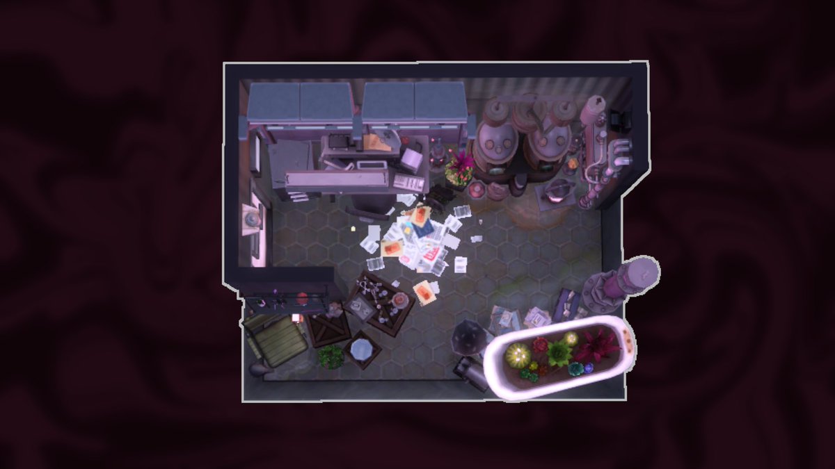 Catharina_Sims's tweet photo. Part 1/2
Sometimes the best way to go undercover is to hide in plain sight. When going not-so-undercover, it is of utmost important your workspace is aesthetically pleasing: complaining neighbors only distract you from your work. #ShowUsYourBuilds #SimsHome #sdchallenge1 https://t.co/WOpJ4HbPOe