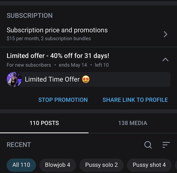 I am running a promotional subscription limited time offer 🤤 Exclusive content https://t.co/yoQUkLqRt0<a href="/tag/limitedtime"class="tags"><span>#limitedtime</span></a><a href="/tag/tiktok"class="tags"><span>#tiktok</span></a><a href="/tag/onlyfanspromo"class="tags"><span>#onlyfanspromo</span></a>
