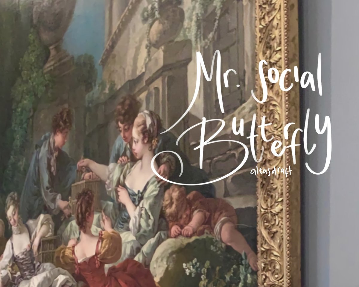 aleasdraft's tweet image. Mr. Social Butterfly 

a BE’O short au,
by aleasdraft.