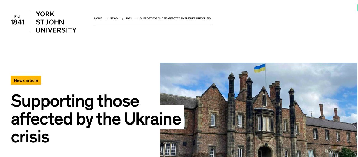 AgainstIii's tweet photo. York St John @YorkStJohn stands in solidarity with Ukraine. Find out more about support for those affected by the war: https://t.co/gNGAL5tcOP

#StandWithUkraine 
#StopRussia https://t.co/db4YLj6nDn