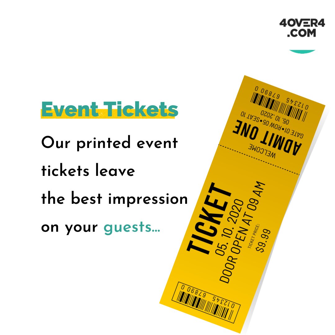 4over4's tweet image. Our printed tickets leave the best impression on your guests. 

Would you like prints for your events?

Contact us today:
☎ 1 (718) 932-2700
✉ support@4over4.com 

#eventticket #event #eventprinting #customprinting #manhattan #newyork
