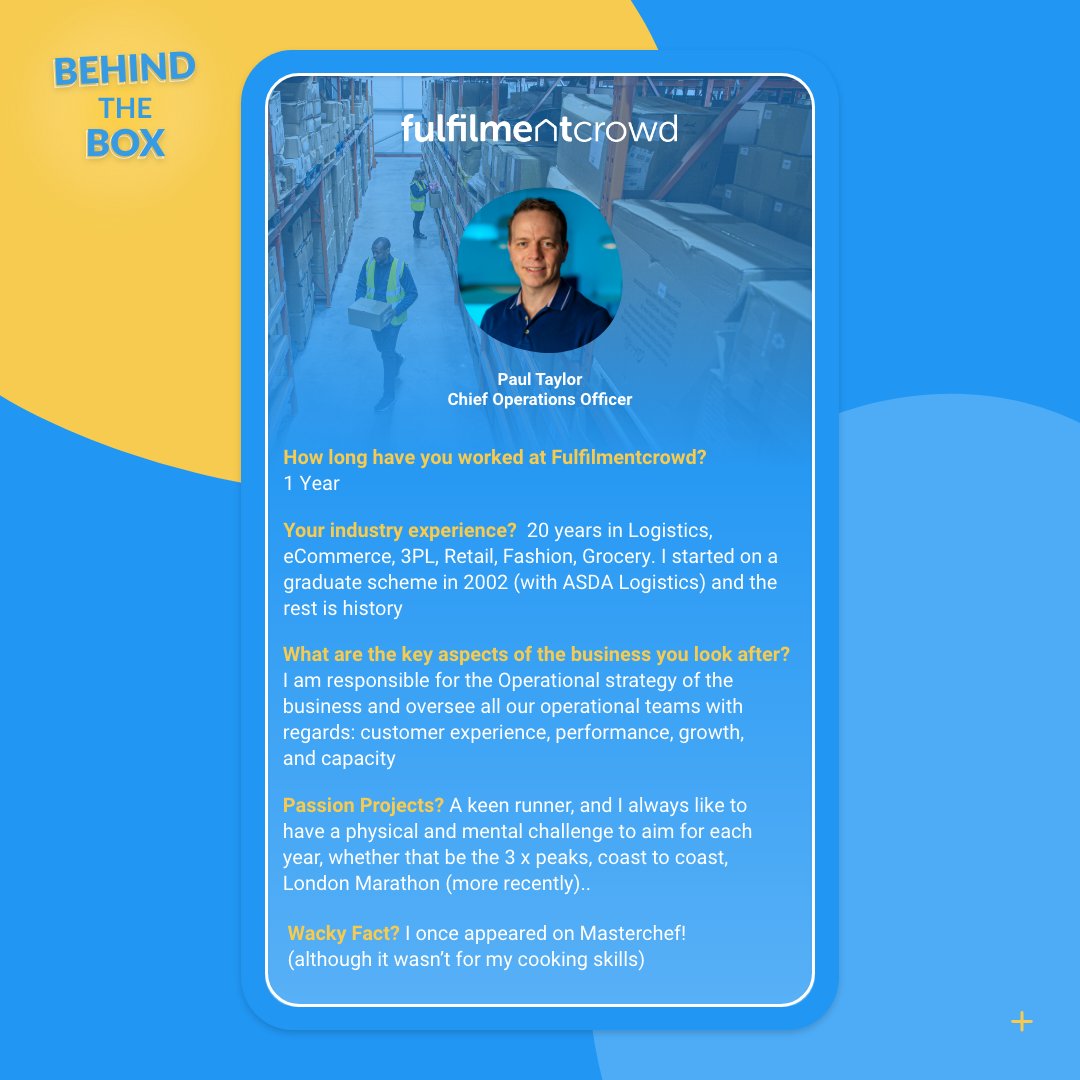 Let’s get ‘Behind the Box’ with our COO: Paul Taylor! 🥳

If you haven’t met Paul yet, he has been our Chief Operations Officer for one year now and is the person behind the success and implementation of our operational strategy of the business. 📈 📦
