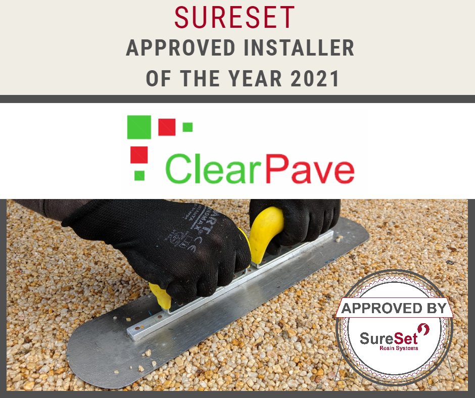 SureSetUK's tweet photo. Congratulations @ClearpaveL you are Approved Installer of the Year for 2021. Fingers crossed for this years end too.
#resinbound #sureset #resinsystem #pavinginstaller #pavingcontractor https://t.co/zUZEJAYJgn