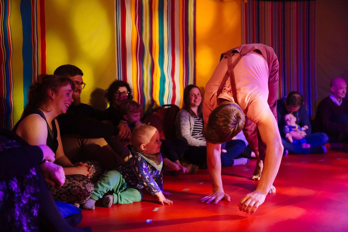 scotsuktheatre's tweet photo. #LittleTop at @AssemblyRoxy 8-11 May. A magical first circus experience for babies and their grown-ups. #Babies and adults alike are transported into a joyous, topsy-turvy world where patterns fill the air and anything is possible. #WhatsOn #Edinburgh #Children https://t.co/hsRW0mpkk8