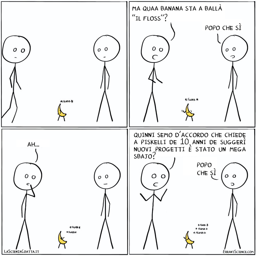ScienzaCoatta's tweet photo. C'è stato quer momento in cui eravamo la banana che ballava er floss ma anche un piskello che suggeriscie nuovi progetti
(via @ErrantScience)
#errantscience #lascienzacoatta #floss https://t.co/HWXjSSlQrk