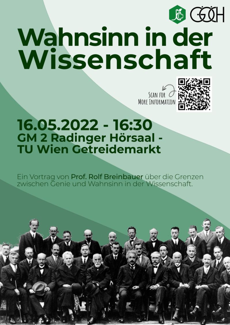 AT_ChemSociety's tweet photo. Insane? Or genius? 
Register now for this Event! You can come to @tu_wien  and have a drink with us after the talk - or join us via Livestream (then pls. bring your own drinks...) 
https://t.co/ZHEmOYGanY 
@JungchemikerAUT @JungChemiker @tugraz https://t.co/LCNSoCuFkl