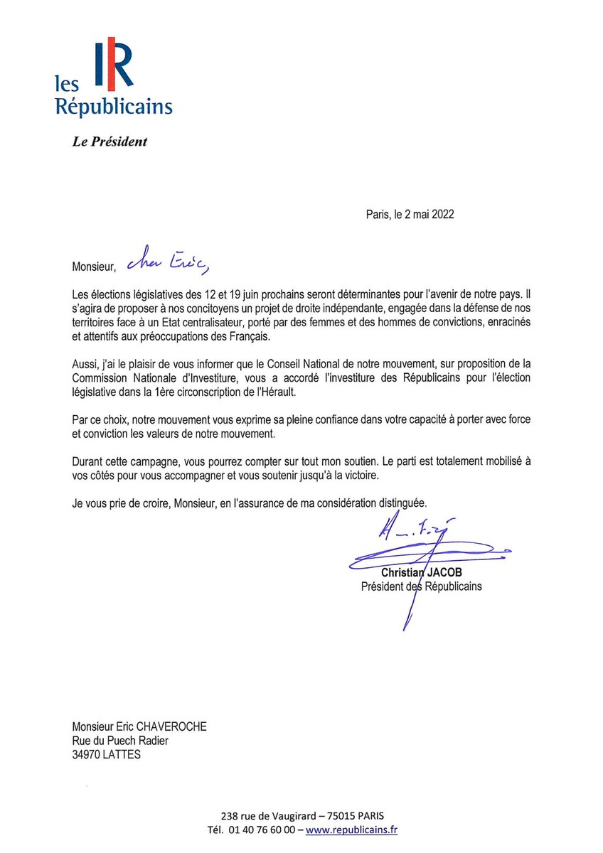 ChaverocheEric's tweet photo. Retrouvez mon communiqué de presse ainsi que mon investiture. https://t.co/fXimB5WCdq