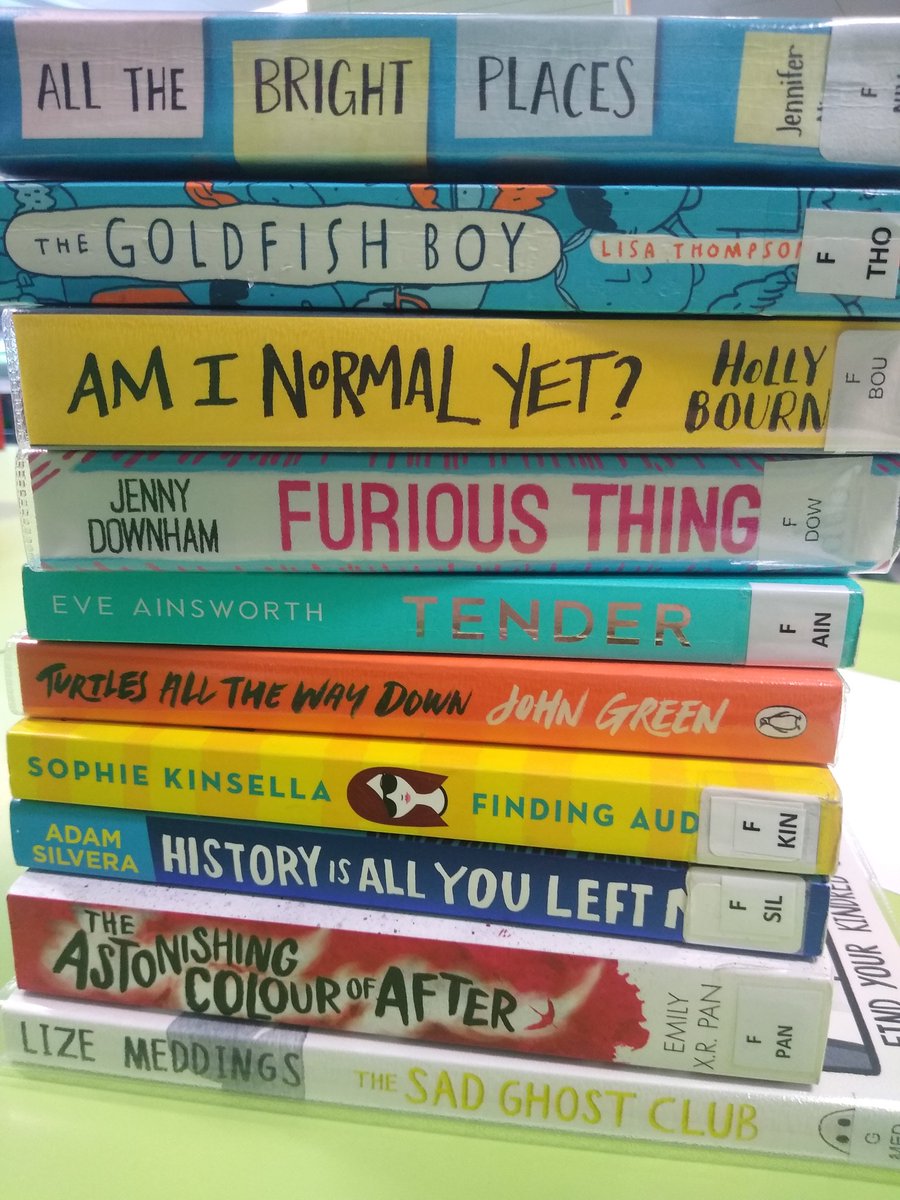 KewHouseLibrary's tweet photo. As well as non-fiction self help books, the library has fiction that can help students. #MentalHealthAwarenessWeek #ReadForEmpathy #MentalHealthRepresentation https://t.co/jNAcJuEg21