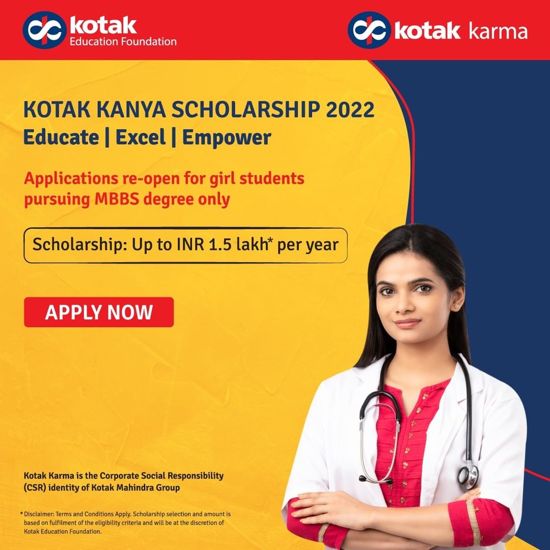 Buddy4Study's tweet photo. Hurry! Applications for Kotak Kanya Scholarship 2021 are now open. First year MBBS girl students may apply today, to stand a chance to win #scholarship of up to INR 1.5 lakh per year, to pay off their educational expenses. https://t.co/pCDRfqsYqC
@aiims_newdelhi @agupta_7 https://t.co/P8Zyy3PUwn