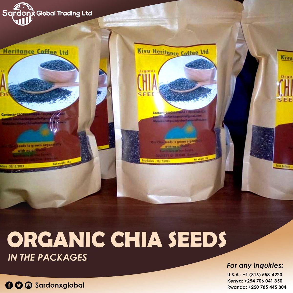 sardonxglobal's tweet photo. Our organic CHIA Seeds in a well labeled packages.
For any inquiries, Contact us on:
🇺🇸: +1 316 558 4223
🇰🇪: +254 706 041 350
🇷🇼: +250 785 445 804
Sardonx   Stacey Lewis  Eco-Farmers NSL Entertainment
.
#agro #agriculture #agricultureinrwanda #agricultureinkenya #agrobusiness https://t.co/HTB7WcVXyt