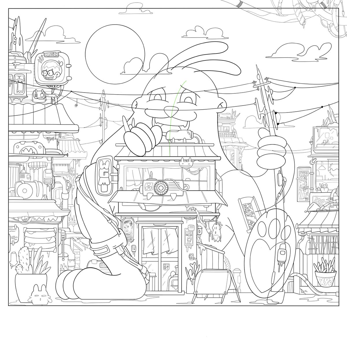 TheSocialTrauma's tweet photo. Linework finished, palette overloading.
There’s some Heroes Hiding in my Village, can u spot em all ? 
@foundation I am coming 🛫 https://t.co/d6w4lmYLja