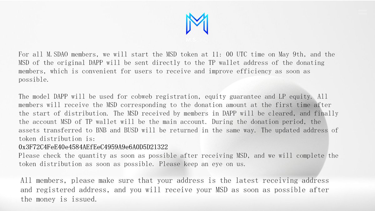 CMSck369's tweet photo. MSD-- Notice of issuing channel update. The original BNB.BUSD has been returned to the member account in the same way. Explain the contents of the window picture in detail. https://t.co/xeo7AzqXuD