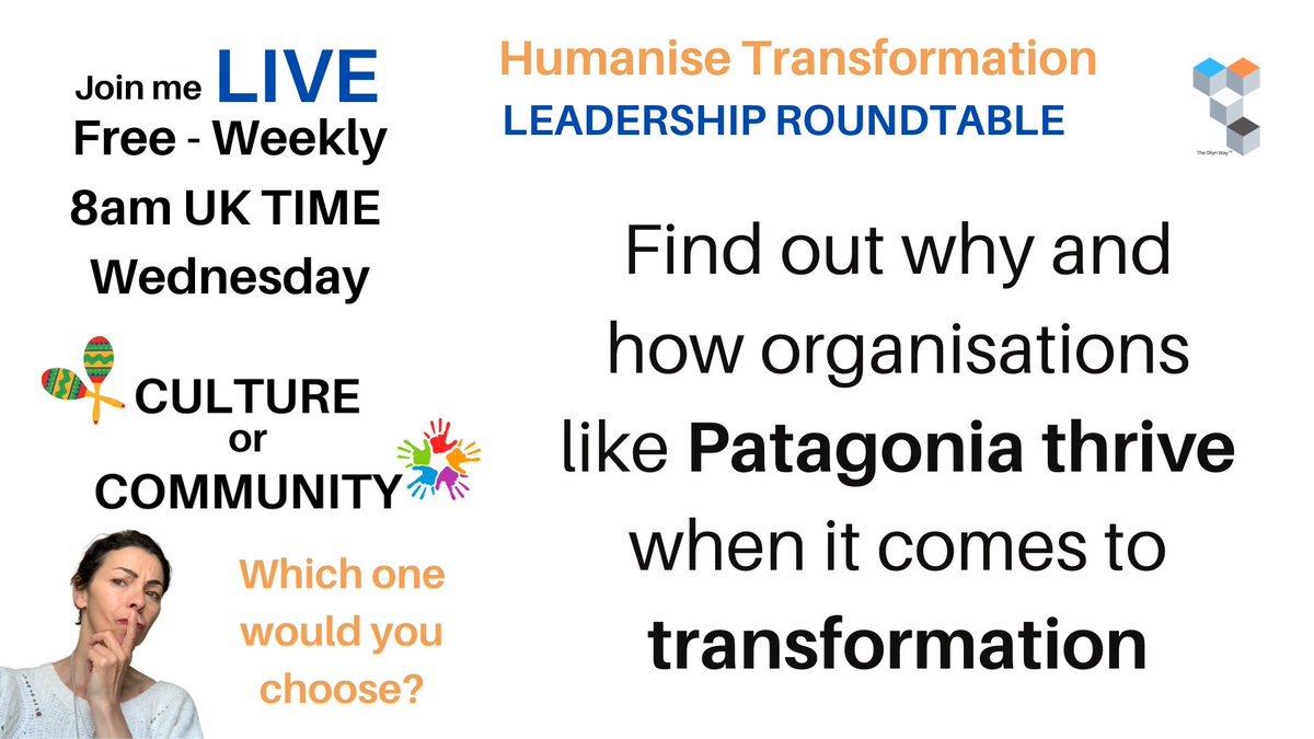 Join <a href="/melrossdigital/">Mel(anie) Ross</a> for this week's Weekly Leadership Roundtable, Wednesday, 11 May at 08.00am BST

This Wednesday, Mel will be diving into the nuance between CULTURE and COMMUNITY! ❤️❤️ Which one should we focus on when transforming? Why and How!...

bit.ly/HumaniseTransf…