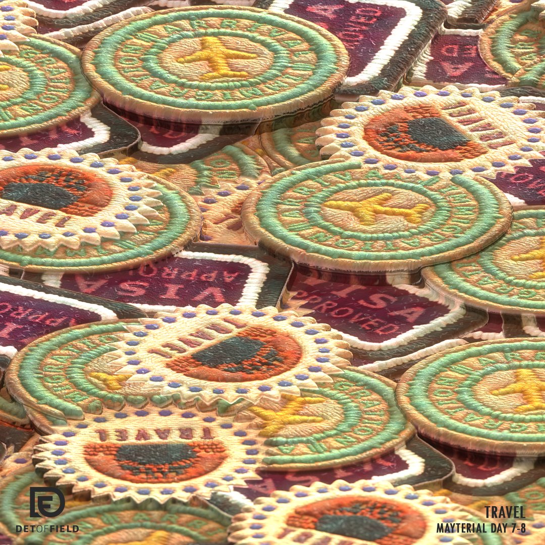 DetOfField's tweet photo. My entry for #Mayterials Day 7-8: Travel
Took this challenge to get back on making materials in Designer and wanted to learn the technique to create stitches along its shape.

#madewithsubstancedesigner #proceduraltexture #stylizedart #substancedesigner https://t.co/gTvUzUoqnx