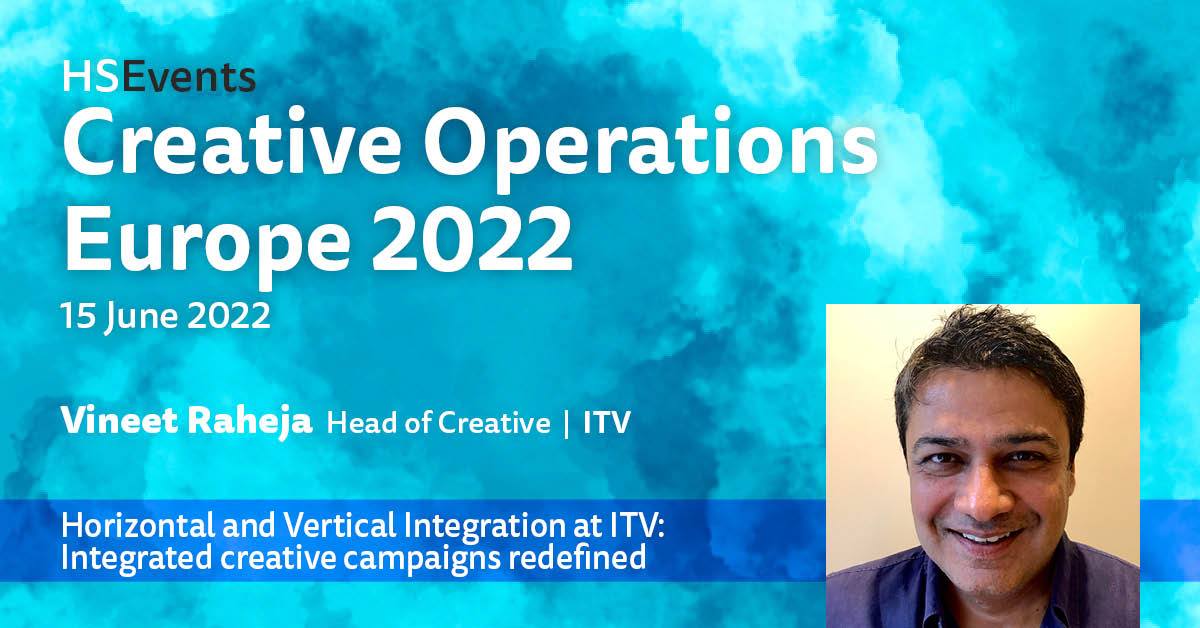 HSCreativeOps's tweet photo. Who is speaking at the virtual event Creative Ops Europe 2022? @RahejaVineet, Head of Creative at ITV will be looking at "Horizontal and Vertical Integration at ITV: Integrated creative campaigns redefined".
Hear from Vineet on 15 June at #CreativeOpsEU: https://t.co/58tSecnHf8 https://t.co/ZQJzVZvsKq