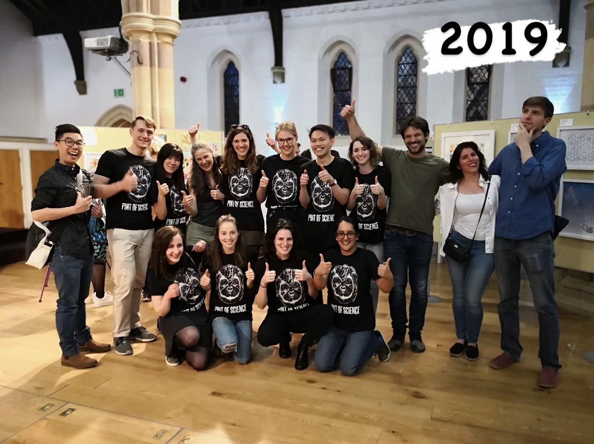 MariaKaimaki's tweet photo. #pint22 is starting today &amp; it’s in person!🎉 The festival has been bringing together researchers, artists &amp; the public to discuss cool science in local spaces for 10 years now! 😲 Here’s photo evidence of my 4 years with @pintofscience (5th photo pending). Get your tickets! https://t.co/UPz92CmqdH