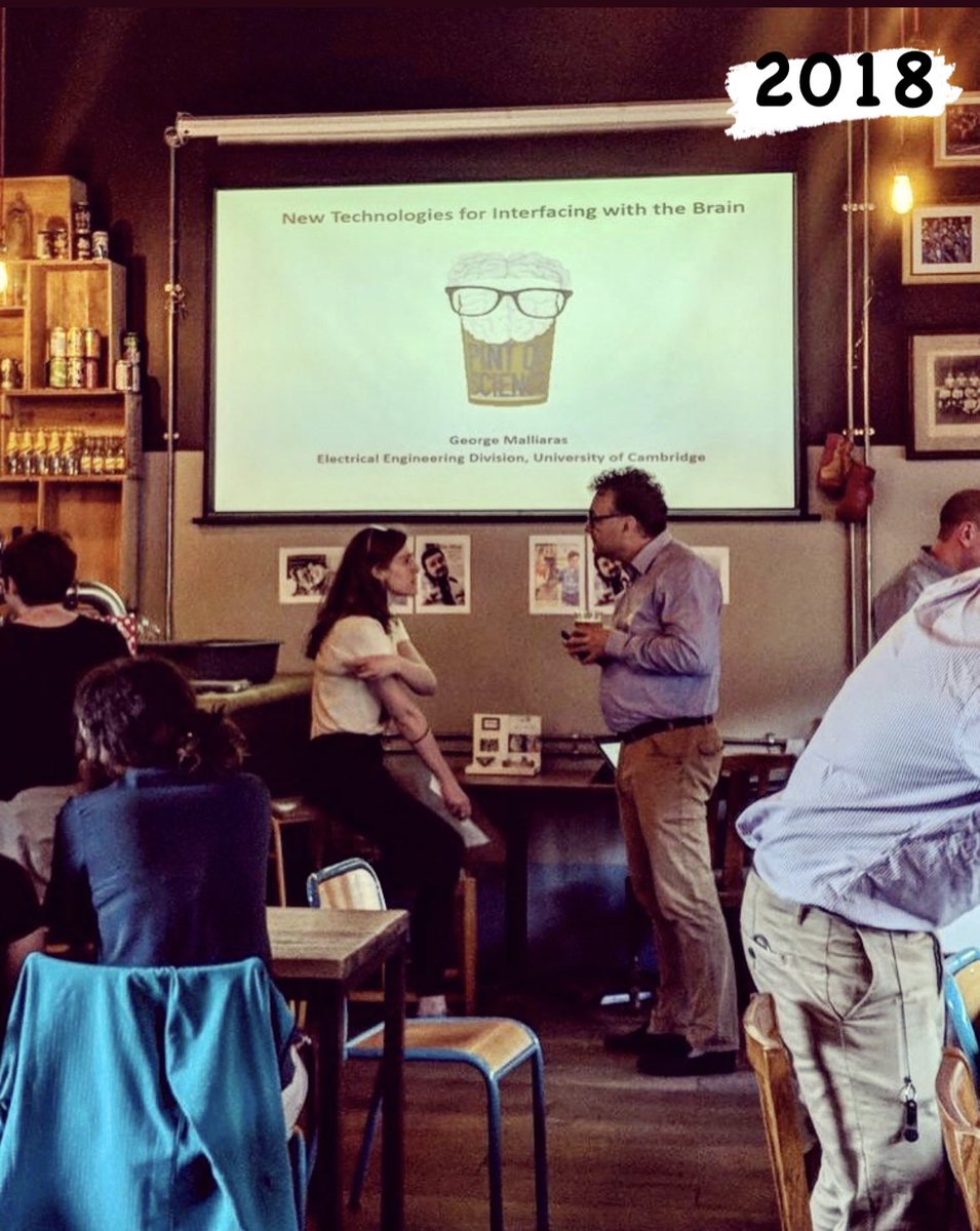 MariaKaimaki's tweet photo. #pint22 is starting today &amp; it’s in person!🎉 The festival has been bringing together researchers, artists &amp; the public to discuss cool science in local spaces for 10 years now! 😲 Here’s photo evidence of my 4 years with @pintofscience (5th photo pending). Get your tickets! https://t.co/UPz92CmqdH