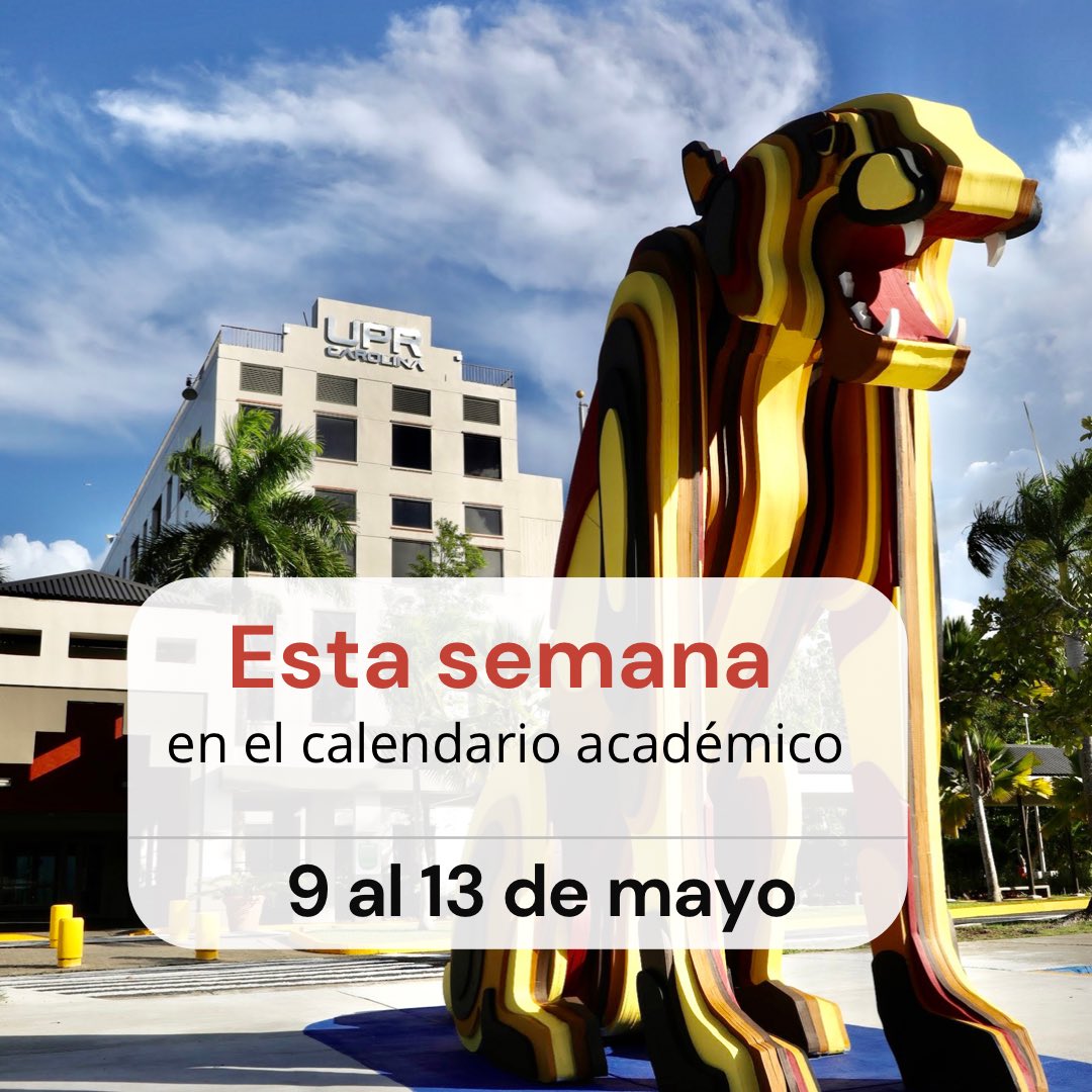 BUENOS DIAS JAGUARES 🐆 
Esta semana en el calendario académico 
9 de mayo (lunes)
Último día para solicitar Readmisión, Reclasificación, Segundos Bachilleratos, Segundas Concentraciones, Concentraciones Menores y Certificaciones Profesionales para el Primer Cuatrimestre 2022-23