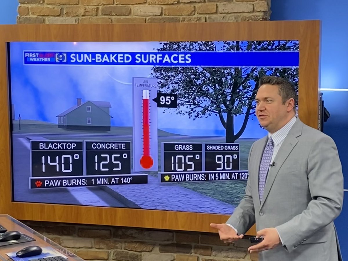 lizkohTV's tweet photo. Good Monday morning! We’re starting this week off HOT. Some great tips from @jaredWAFB about hot surfaces for our pups. Could we see some cooling rain this week? Jared is sharing your big picture forecast on #9NTM. We’re live! @WAFB https://t.co/uqh5PH88ko https://t.co/wRkE6F0THN