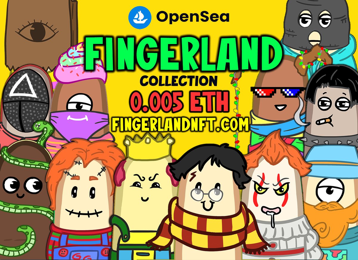 🌟FINGERLAND IS AVAILABLE NOW!🌟

💫0.005 ETH
opensea.io/collection/fin…
💫WEBSITE:
fingerlandnft.com

Fingerland is a collection of 5,000 NFTs, each unique, consisting of 750 different traits living on the Polygon blockchain.

#NFT #NFTs #nftcollectors  #NFTCommunity