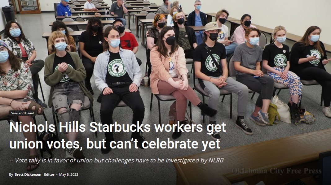 Click here to get the latest OKC Starbucks update!

"Nichols Hills Starbucks workers get Union votes, but can't celebrate yet"

freepressokc.com/nichols-hills-…