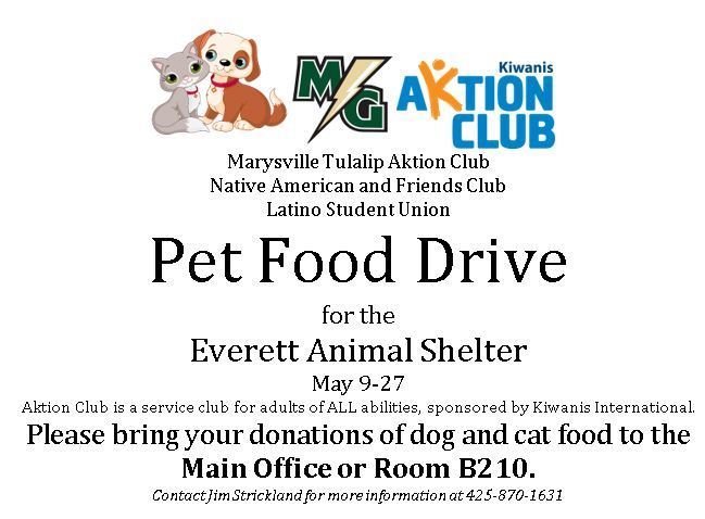 MGHS_MSD25's tweet photo. Pet Food Drive for the Everett Animal Shelter - through May 27th!! https://t.co/UyTww0kmP1