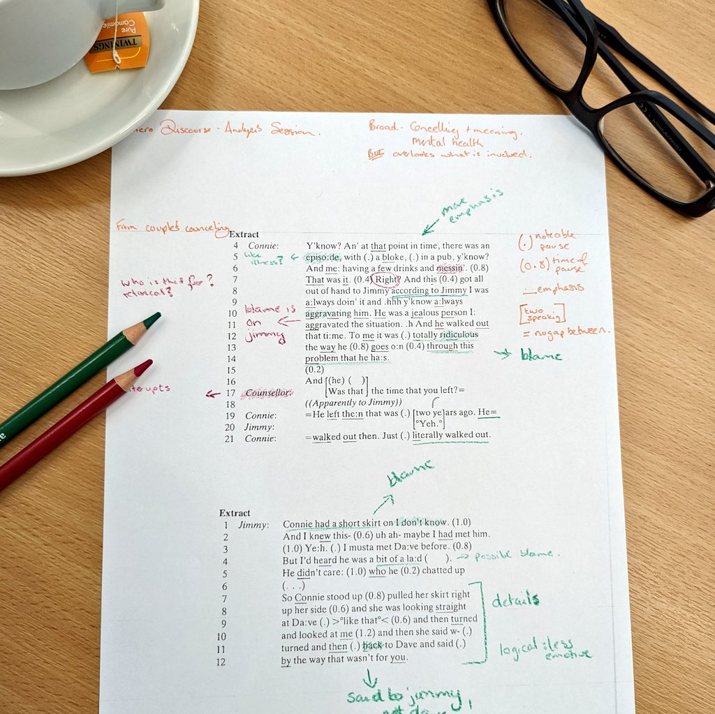 Practice of different discourse analysis methods have been incredibly useful. Microanalysis with Chris McVittie #springintomethods @QMUniversity @sgsah #phdlife