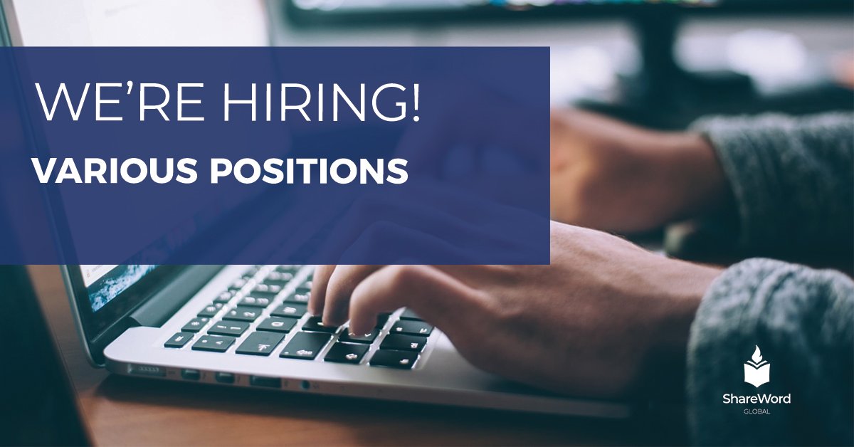 sharewordglobal's tweet photo. Are you looking to use your professional skills to live out your mission to spread the Good News of Jesus? 

We are looking for gospel-oriented professionals to join our exciting team. Apply today, and together, we can tell the world!

https://t.co/7MRF0h9MtG https://t.co/8A6r8a6Jyd