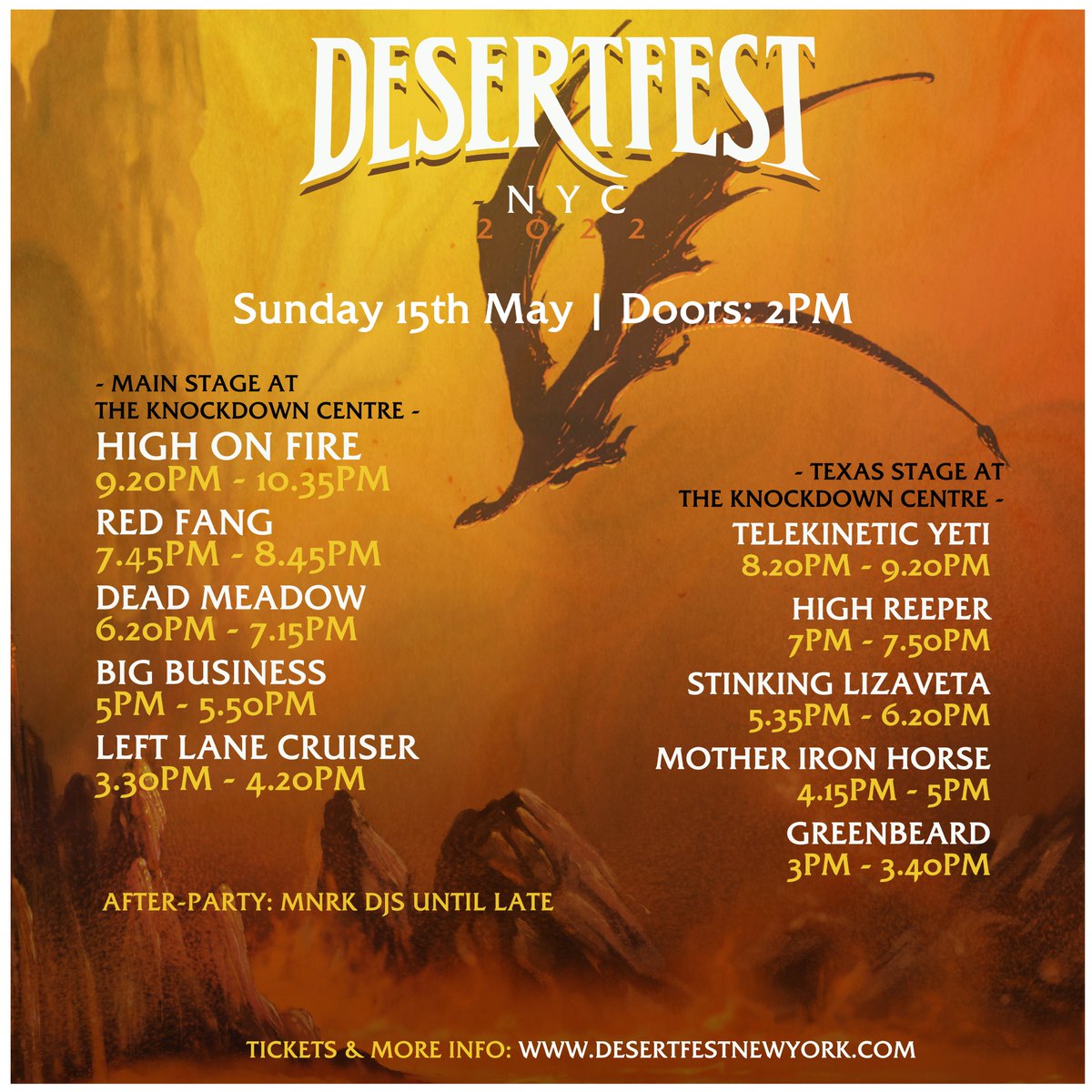 High On Fire will be performing this Sunday at @DesertFest NYC. Tickets are selling fast; get yours here! desertfestnewyork.com