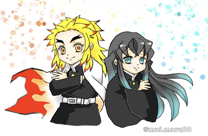 ﾁｰﾀﾝさんがTwitterに投稿した煉獄杏寿郎(鬼滅の刃)のイラスト。