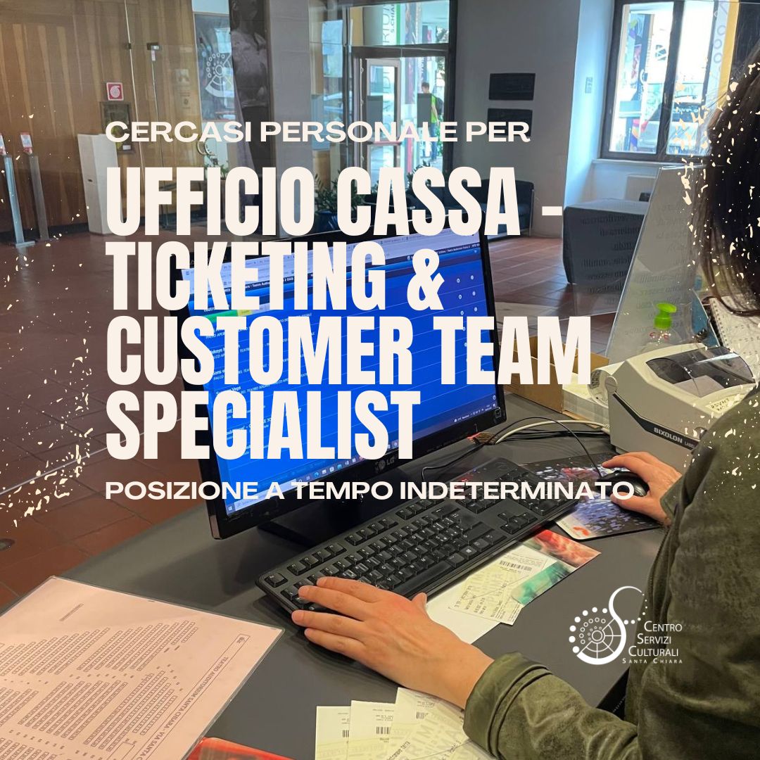 CentroSChiara's tweet photo. ‼ Cercasi personale per ufficio cassa - ticketing &amp; customer team specialist.
Posizione a tempo indeterminato.
Info > https://t.co/YpBwmAIGdz

#selezione #offertalavoro #offertalavorotrento #biglietteria https://t.co/CYt4xiyp9t