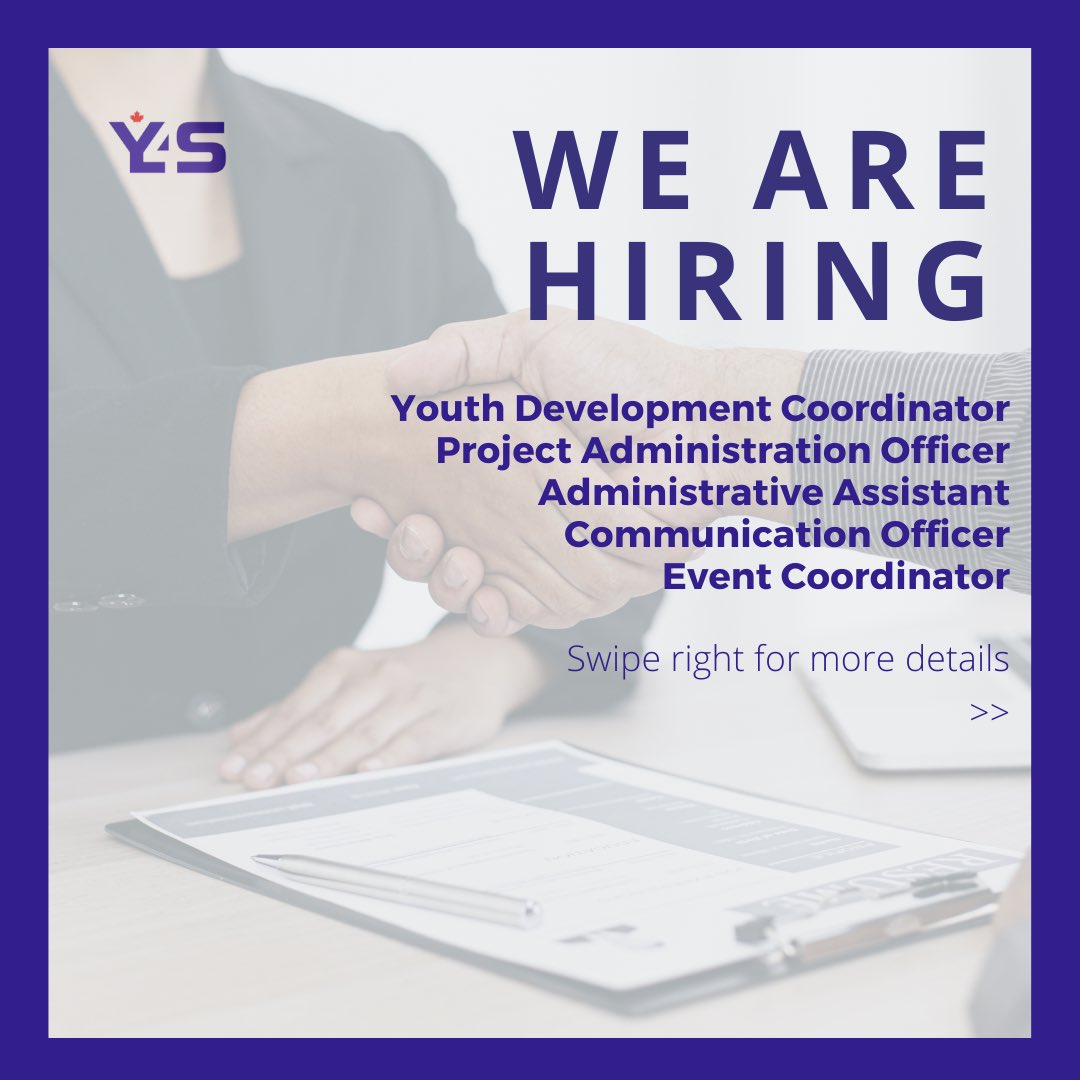 Y4SCanada's tweet photo. Hellooo y’all 🥳 We are hiring. It’s a new opportunity. Apply and join our team. https://t.co/YOKeN0TtsX