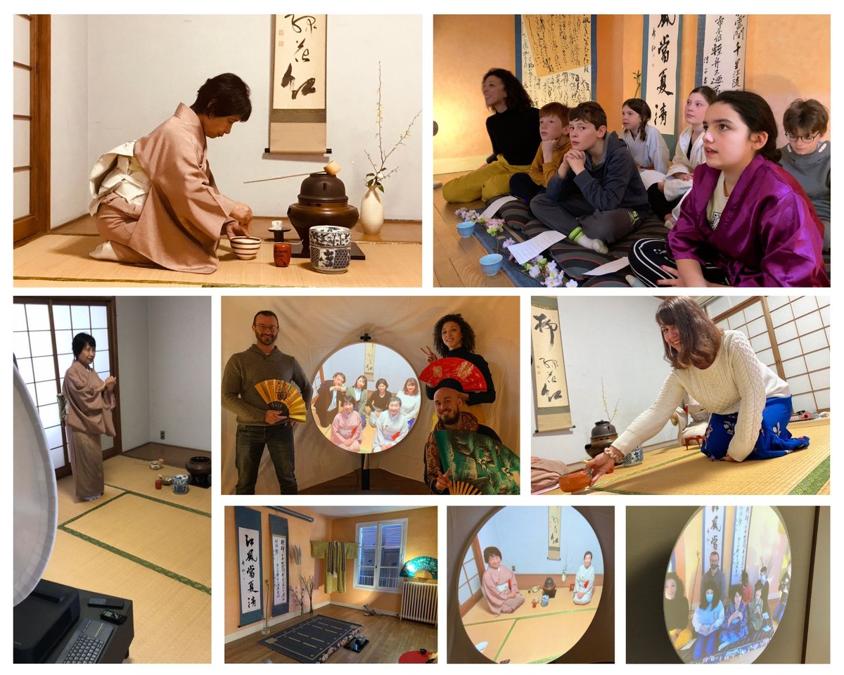 AliceBallePro's tweet photo. Funny enough, we made our 3rd experience in #NOMADOproject about rituals and what are the pros and cons. As an prologue, we made the kids work on the hidden meanings of each gesture during the Tea ceremony. 
They, they communicated with two tea ceremony masters through the NOMADO https://t.co/pAO8agudPP
