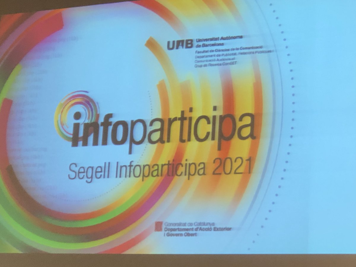 Lliurament de les mencions Segell #Infoparticipa 2021. Novena edició. A l’acte: Dr. Lafuente, Rector <a href="/UABBarcelona/">Universitat Autònoma de Barcelona</a>, Sr. Cañigueral, <a href="/opendatacat/">Open data</a> i el nostre catedràtic i director del grup Comset, Dr. Balsebre.