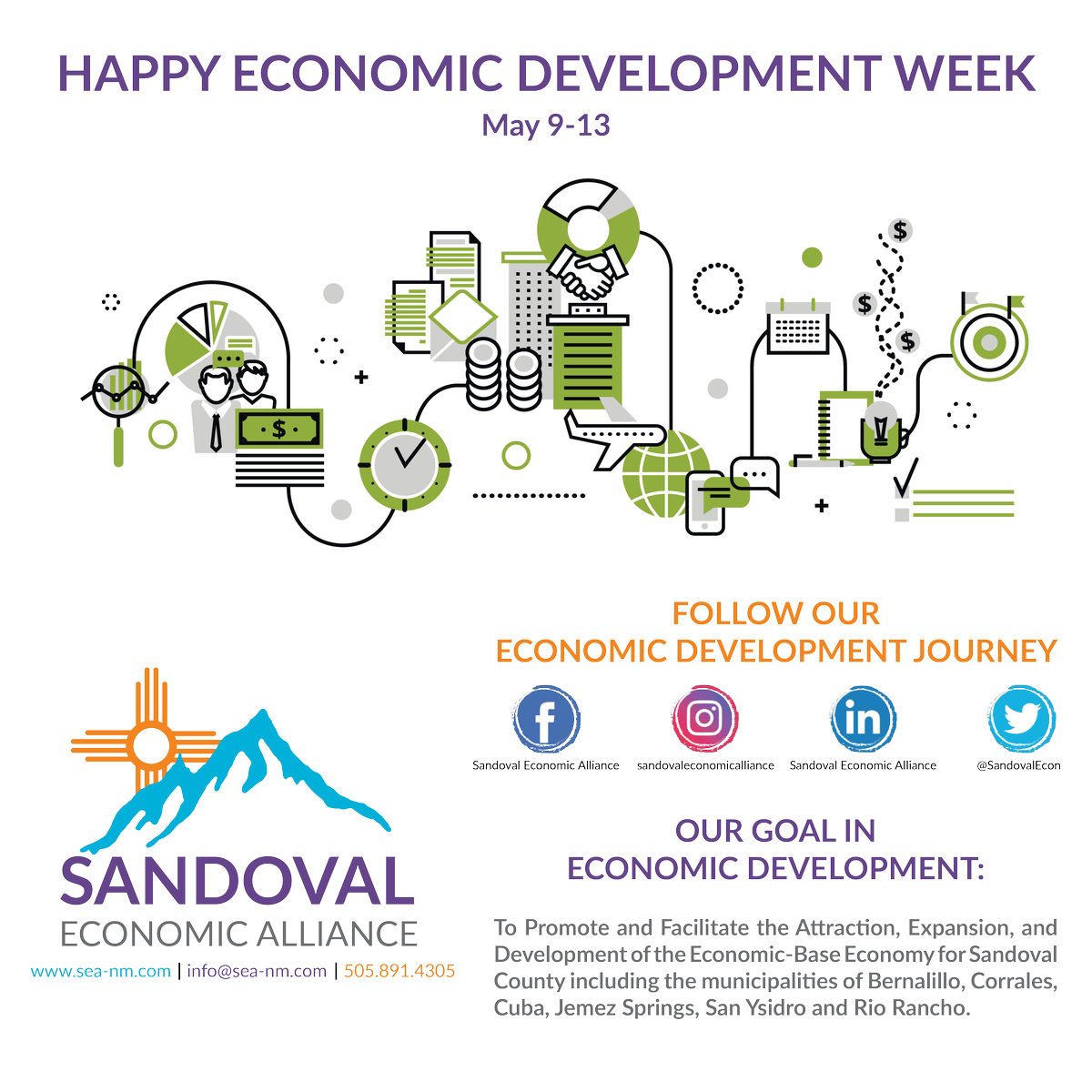 SandovalEcon's tweet photo. Happy Economic Development Week! 
Follow us to get the inside scoop on what Economic Development looks like in Sandoval County!

#EconomicDevelopmentWeek #SandovalCounty #NM #Economy https://t.co/N9tV7H274p