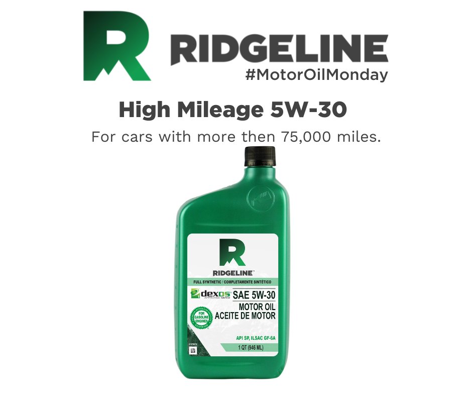 Meet our High Mileage Motor Oil, for cars with more than 75,000 miles. Formulated to prevent leaks and provide extra protection against sludge, deposit buildup, and high temperatures to keep your car on the road longer.  #MotorOilMonday #AskForRidgeline

ridgelinelubricants.com/products/autom…