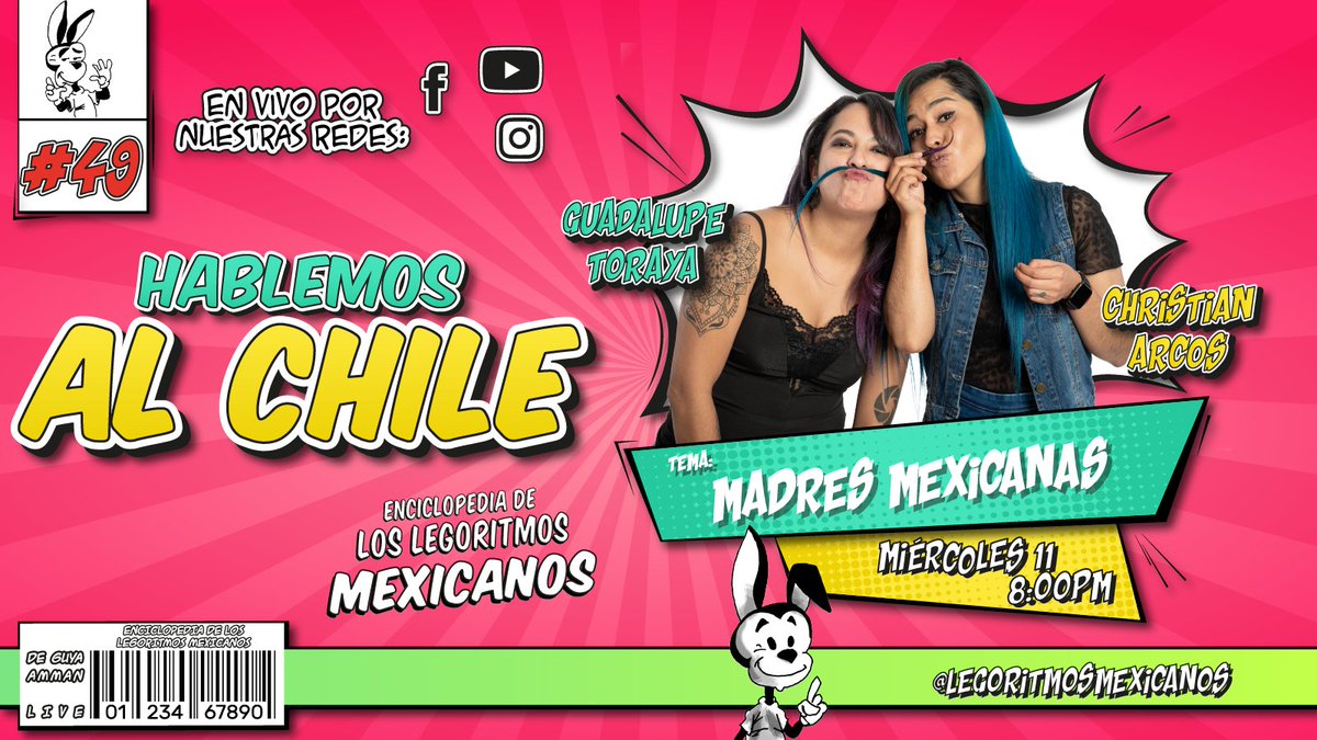 legoritmosmx's tweet photo. ¡Ay mamachita! Se va a poner re bueno el chisme en Hablemos al Chile 🌶 este miércoles 11 de mayo a las 8 pm. Te esperamos con todo y la anécdota más divertida que hayas vivido con tu jefecita. 
#live #livestream #envivo #hablemosalchile🌶 https://t.co/2GHQs9hmvE