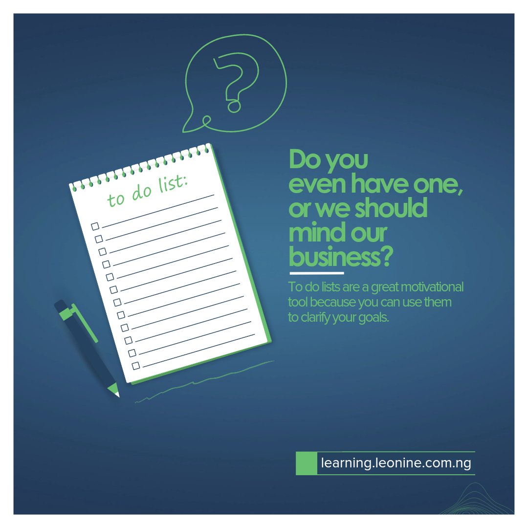 leoninelearning's tweet photo. Apparently, you are our sole business 😊.
Let's get back to the basics of motivation, before the new week runs you by.
Get on to use a to-do-list today.
Study shows it increases your motivation as you tick each task off your list.
Cheers to productivity 🥂.
#leoninelearning https://t.co/bxUFcrC25h