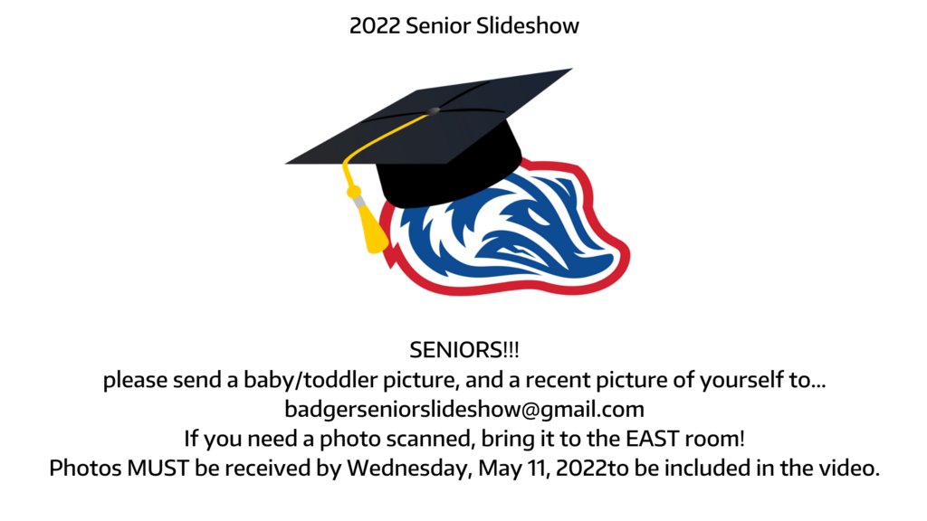 AHS_News's tweet photo. AHS Class of 2022! AHS EAST is creating the 2022 Senior Slideshow. Please submit a baby picture and a recent picture by the deadline on Wednesday, May 11, 2022. Thank you for your help with this. https://t.co/wfWC5bfqh2