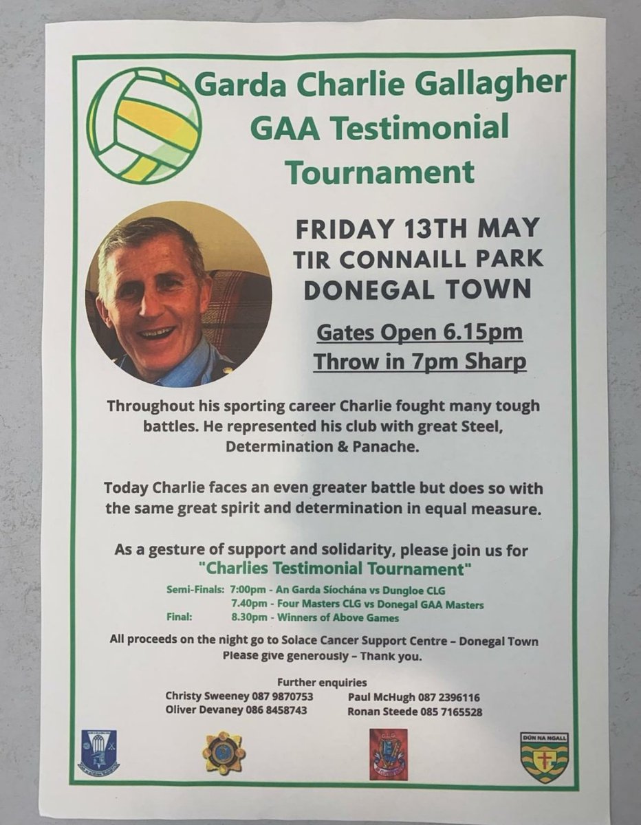 corofinabu1's tweet image. If you're around Donegal town on Friday 13th May, please support this worthy cause if you can, Best wishes to Charlie.