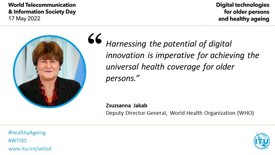Anshu Banerjee (@abanerjeewho) on Twitter photo Join <a href="/zsuzsannajakab/">Zsuzsanna Jakab</a> for World Telecommunication & Information Society Day on digital technologies for older persons and the #HealthyAgeing
🗓️ Tuesday, 17 May 2022
🕑 13:00–14:30 (UTC+02:00)
Register here: itu.int/net4/wsis/foru…
#WTISD Join <a href="/zsuzsannajakab/">Zsuzsanna Jakab</a> for World Telecommunication & Information Society Day on digital technologies for older persons and the #HealthyAgeing
🗓️ Tuesday, 17 May 2022
🕑 13:00–14:30 (UTC+02:00)
Register here: itu.int/net4/wsis/foru…
#WTISD