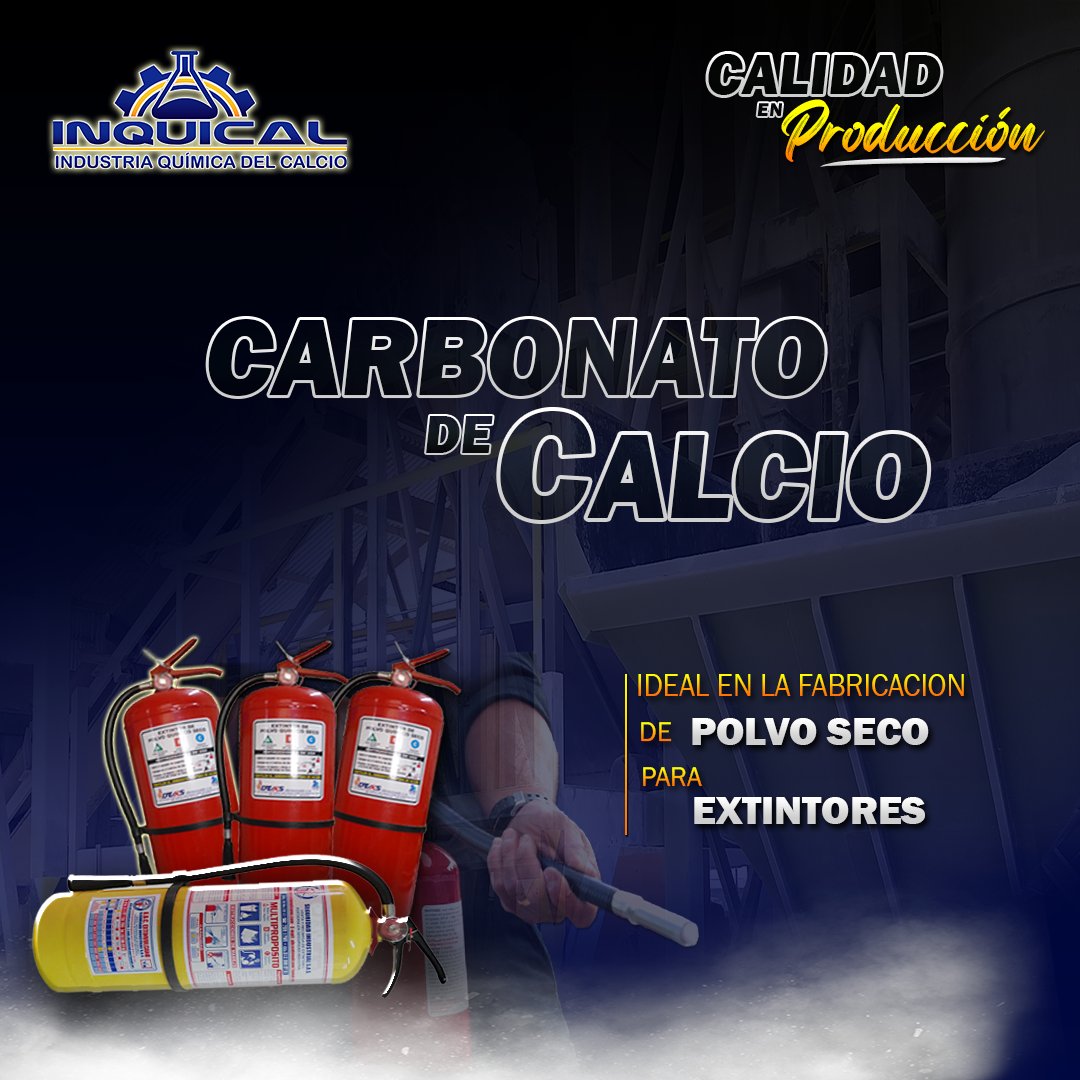 ¡Nos encargamos de la producción de carbonato de calcio en diferentes presentaciones! ⛏️ La piedra caliza, sirve como complemento ideal en la fabricación de polvo seco para extintores. 🧯

Para más información, envíanos un mensaje al privado o visita inquical.com
