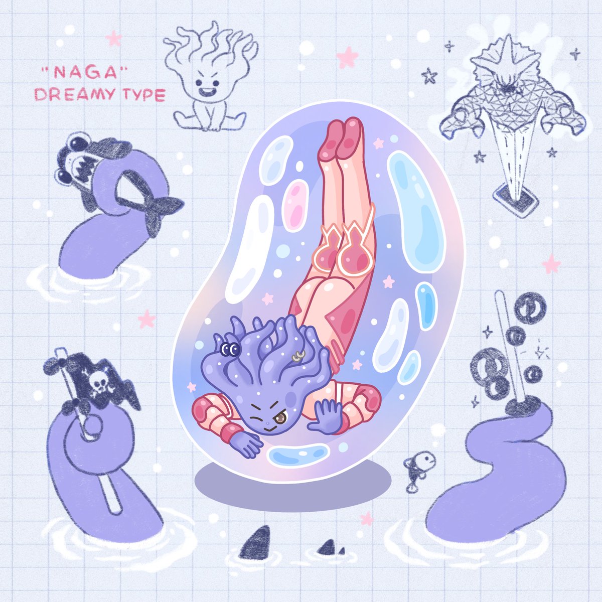 Type: "Naga"
Their dedication to developing technology is unmatched, reflecting their obsession for innovation.

Nagas are kind and tranquil by nature but are also often competitive amongst each other, as they believe their kind have yet to reach their full potential 🦑