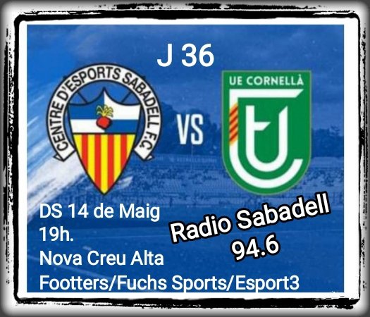 loscalifas2011's tweet photo. Tercera final, ésta en el Templo.
🏆 J36 #PrimeraRFEF
⚽ @CESabadell - @ue_cornella
🏟️ Nova Creu Alta
🗓️ 14 de Mayo
🕖 19h
📺 Footters/Fuchs Sports/Esport3
📻 @RadioSabadell 94.6
🟢 Grupo WhatsApp peñistas
#CalifasArlequinados
#JuntsTornarem
#Futbol
#3de5 https://t.co/JFyfL19I9F
