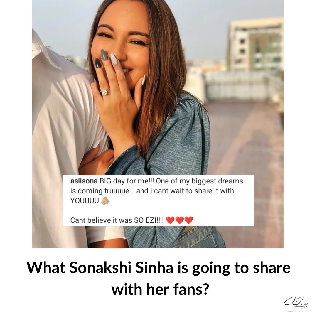 cczdigital's tweet photo. #SonakshiSinha, on her Instagram posted pictures of her with the caption that her dream has come true &amp; very soon she's going to share her big news with her fans. 
Do you guys think that she's got engaged?
#bollywood #actress  #instahandle #sonakshisinhaengagement  #cczdigital https://t.co/lqoN8rDl85