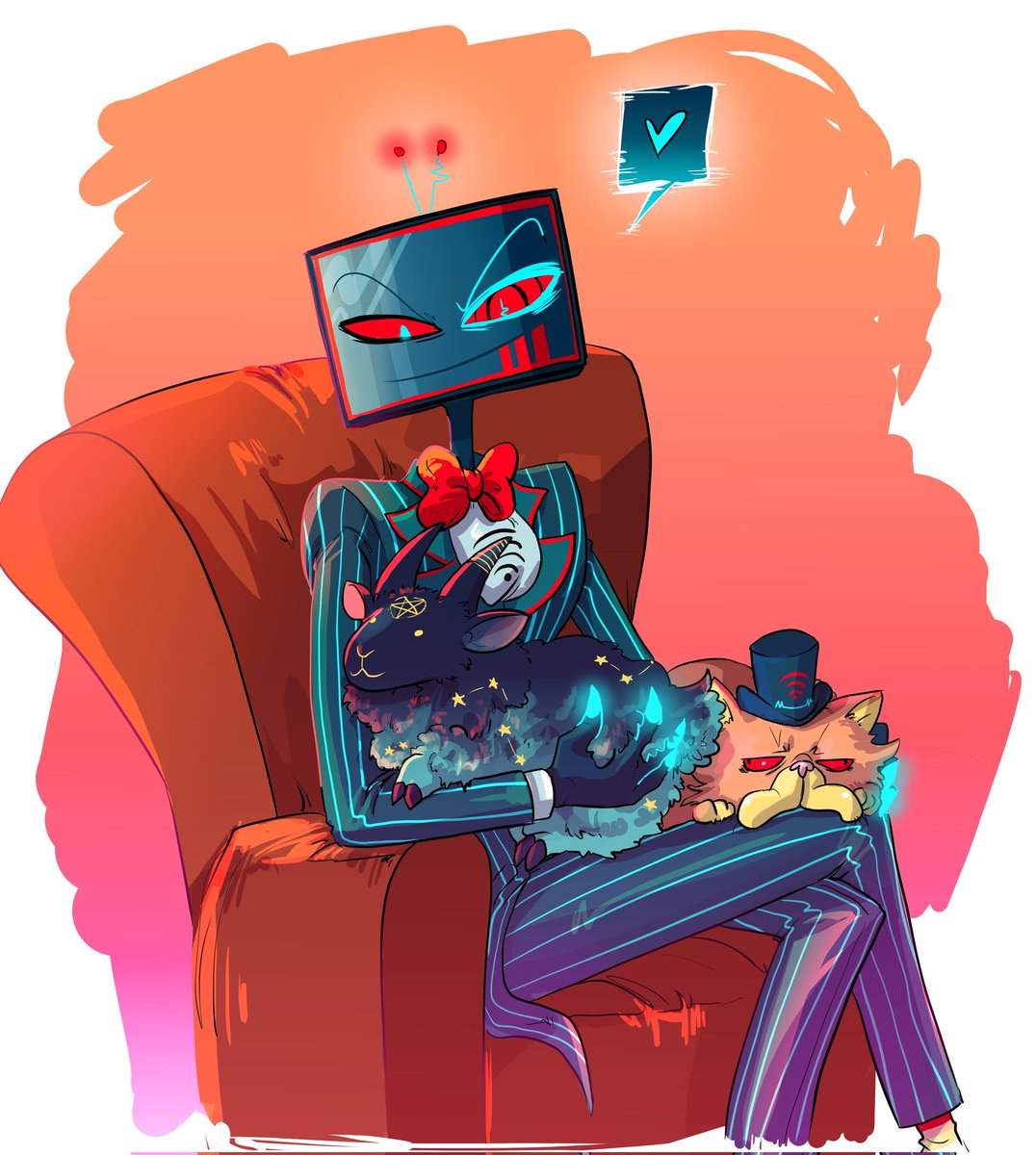 hellucanto's tweet photo. Afternoon with the pets 

#HazbinHotel #HazbinHotelFanart #HazbinHotelVox #HelluvaBoss https://t.co/n9zVWrViZ9