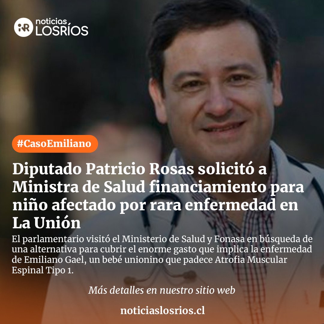 pulsolosrios's tweet photo. 🔴 #CasoEmiliano | Diputado @patriciorosas solicitó a Ministra de Salud @ministeriosalud financiamiento para niño afectado por rara enfermedad en #LaUniónCL https://t.co/KSmUq3SlbF https://t.co/fXnUNEzkjI